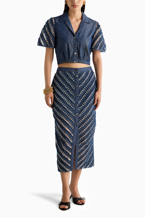 Lace Insert Denim Co-ord Set