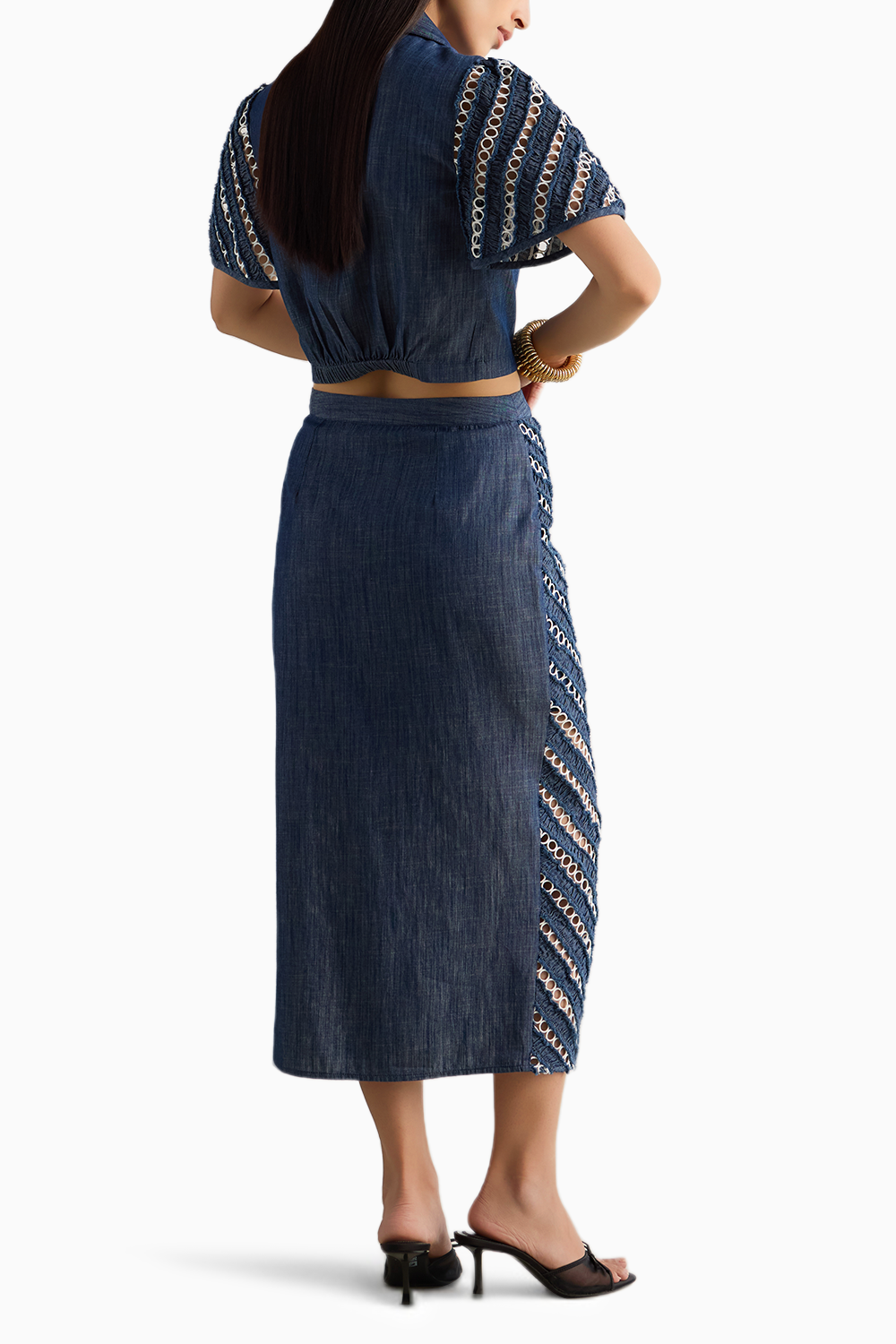 Lace Insert Denim Co-ord Set