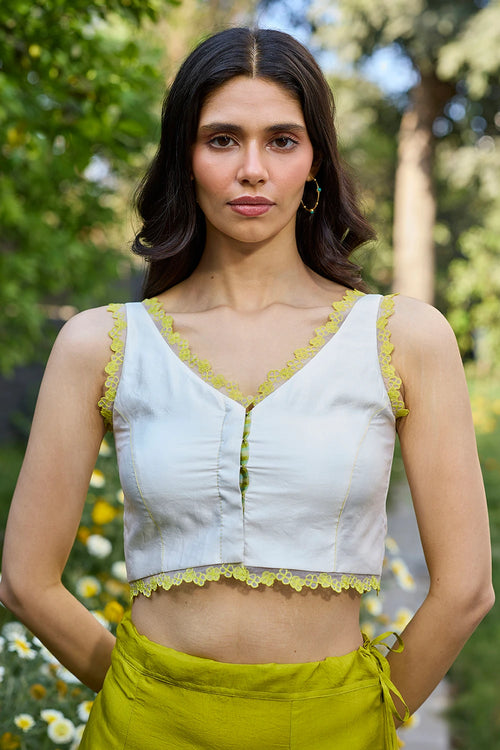 Petal & Path Ivory Embroidered Blouse