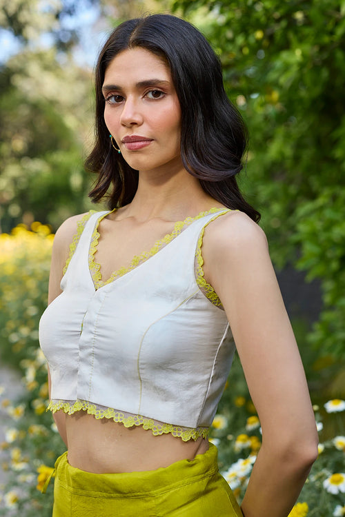 Petal & Path Ivory Embroidered Blouse