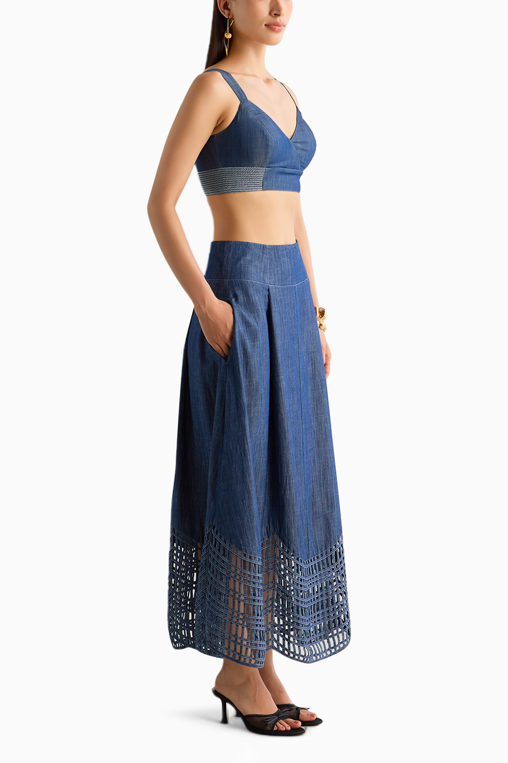 Denim Bralette & Skirt Set