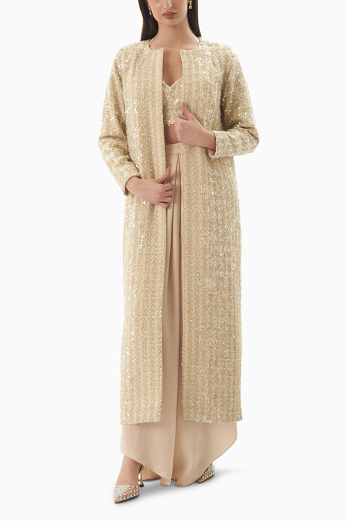 Champagne Tweed Trench Set