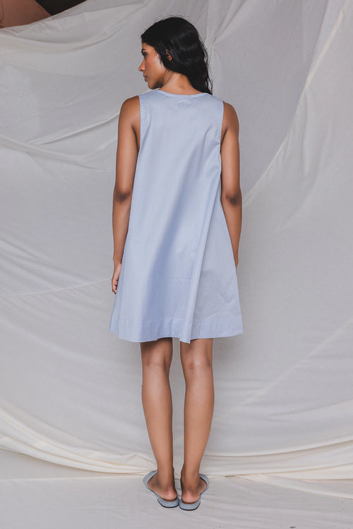 Flora Blue Short Dress