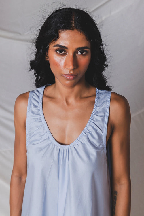 Flora Blue Short Dress