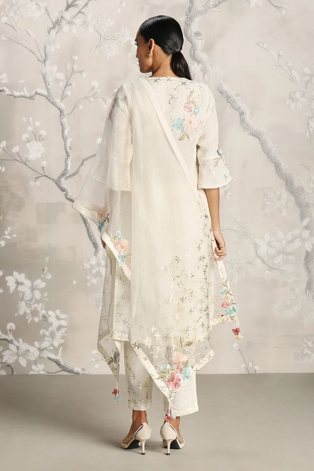 Corsage Off White Kurta Pant and Dupatta Set