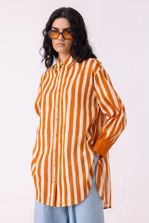 Tori Rust Striped Shirt