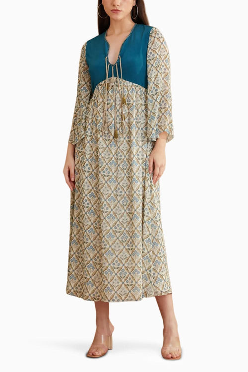 Blue Bespoke Tassels Dress