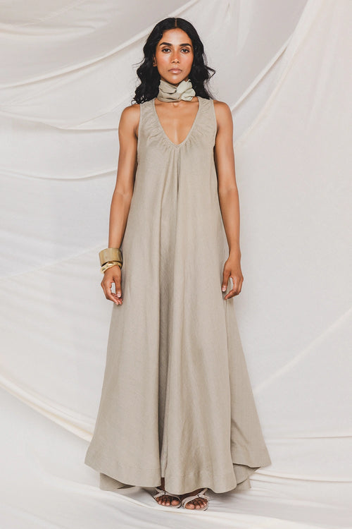 Flora Sage Green Maxi Dress