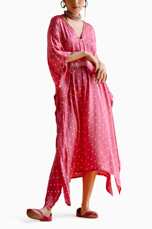 Annika Pink Bandhini Kaftan