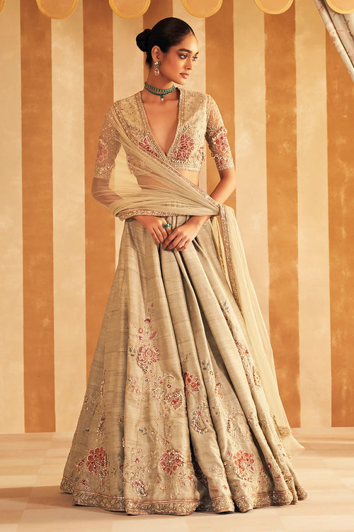 Gulbahar Silver Green Lehenga Set