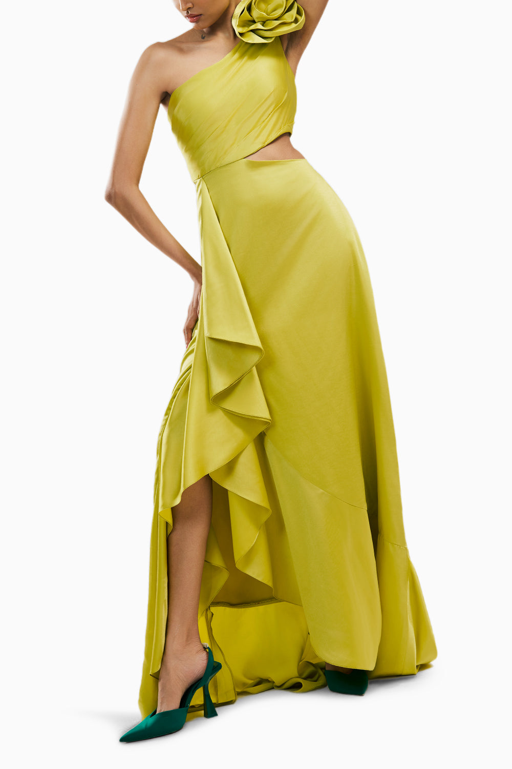 Elixir One Shoulder Ruffle Dress