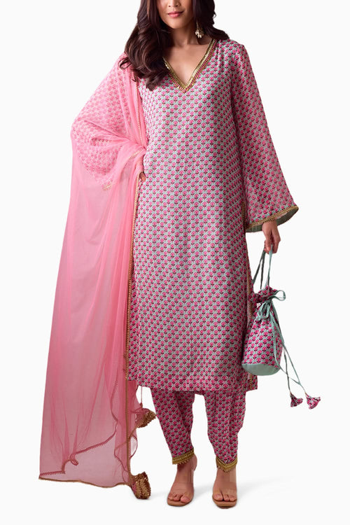 Pista Georgette Kurta Set