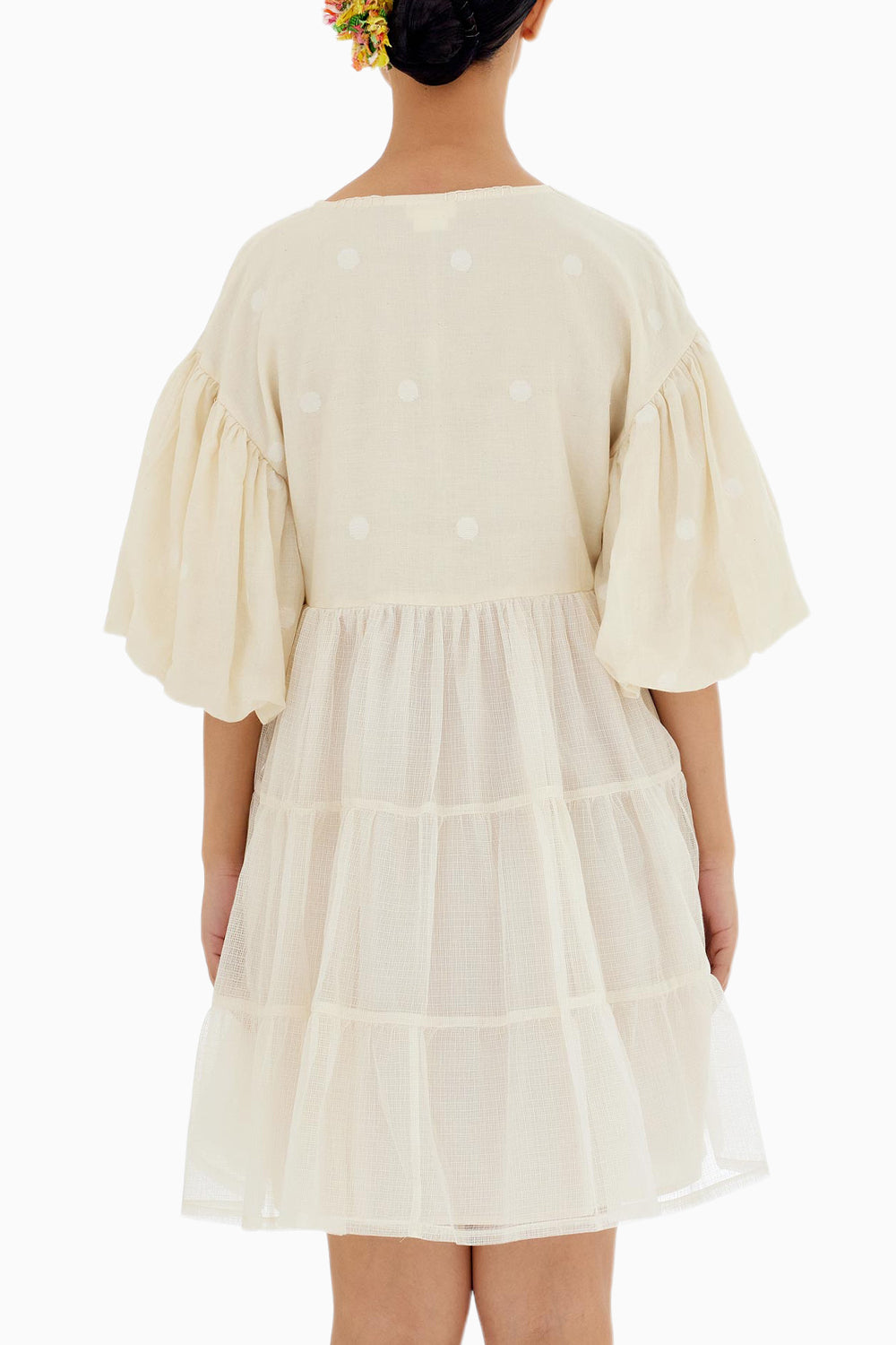 Cream Hand Woven Tier Dress