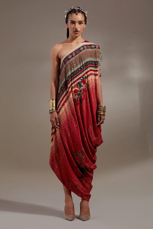 Sindoor Anka Rasa One Shoulder Dress