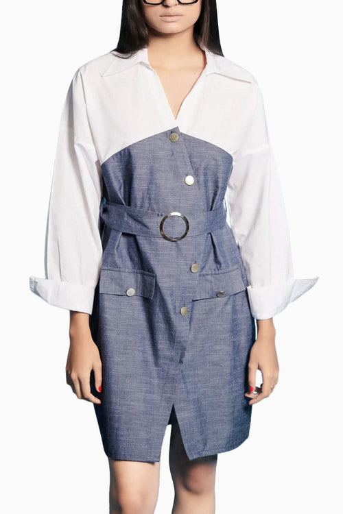 White Chambray Wrap Dress
