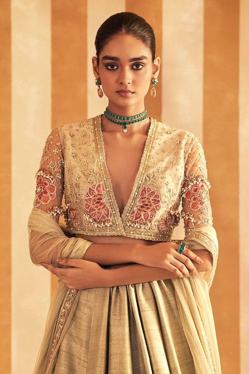 Gulbahar Silver Green Lehenga Set