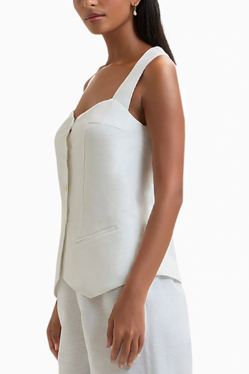 White Capri Linen Waistcoat