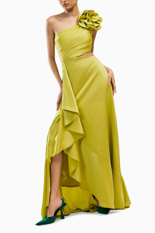 Elixir One Shoulder Ruffle Dress