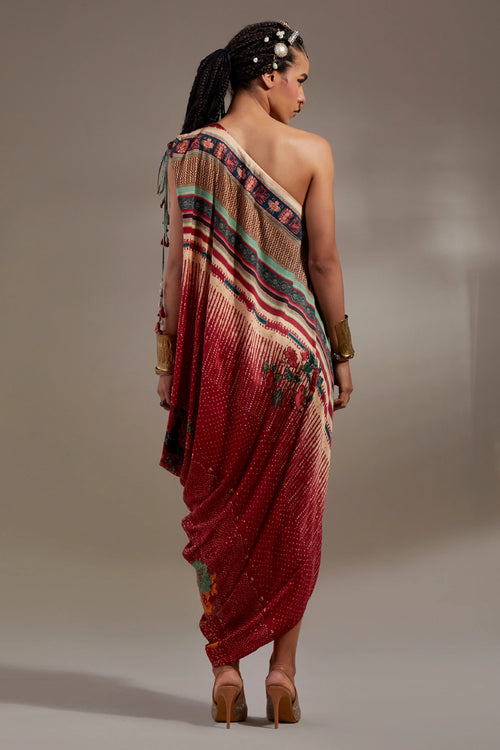 Sindoor Anka Rasa One Shoulder Dress