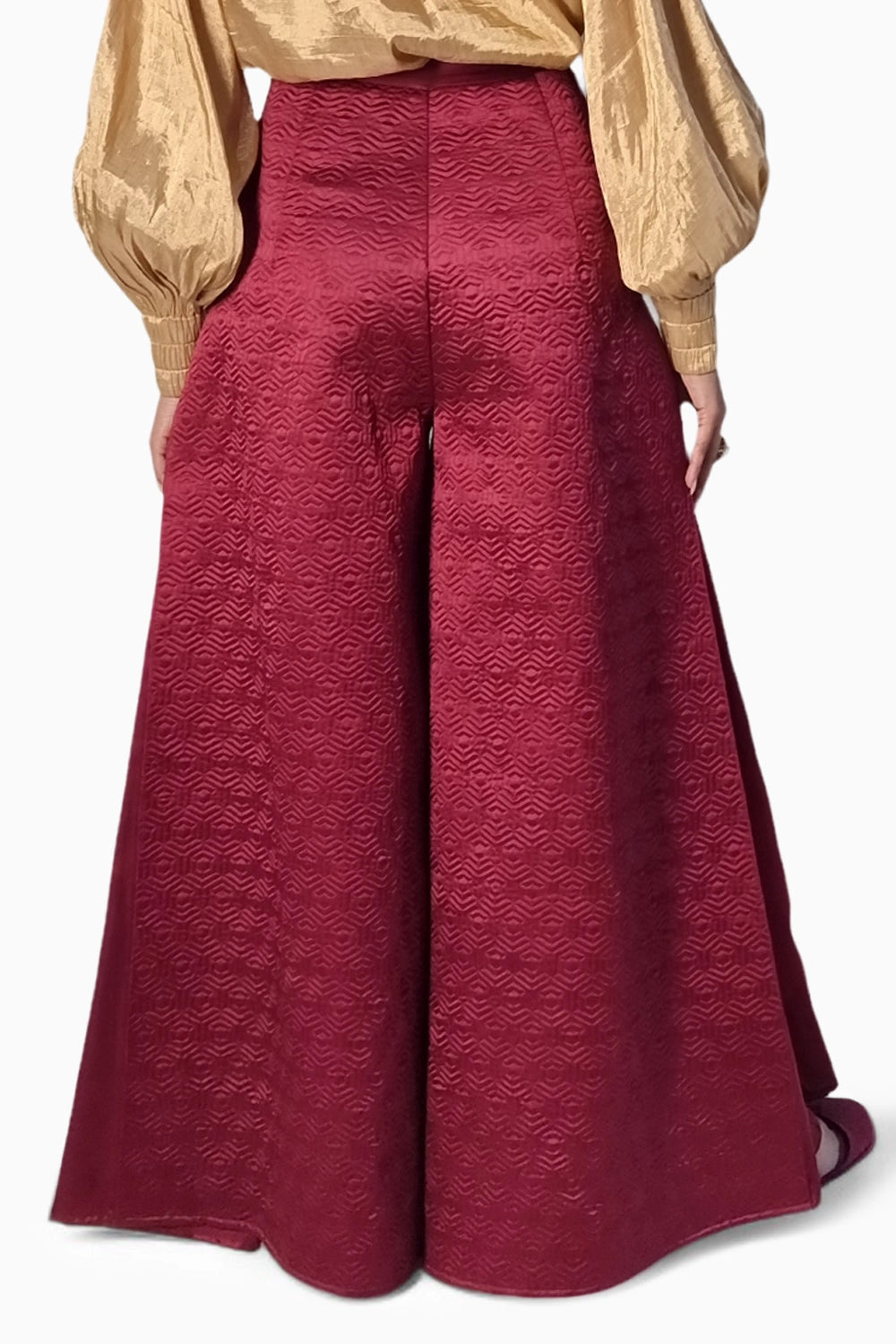 Maroon Satin High Waisted Pants