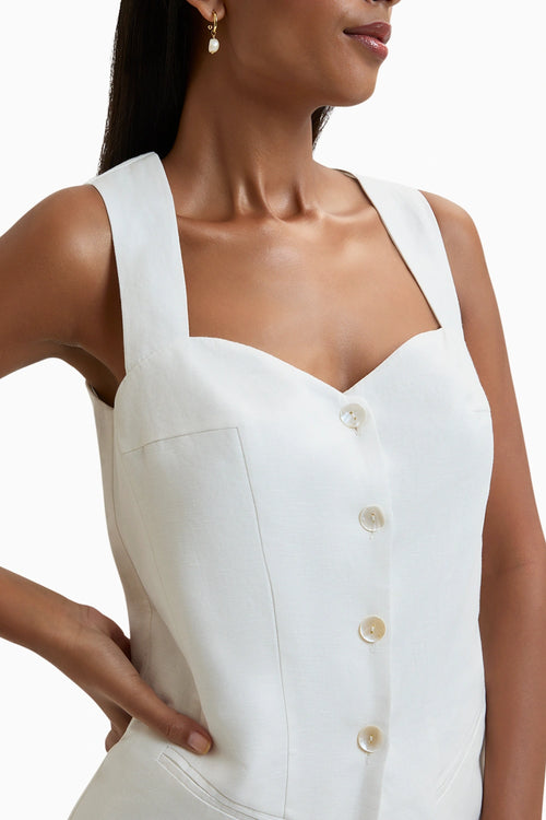 White Capri Linen Waistcoat