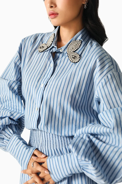 Daphne Blue-Stripes Co-ord Set
