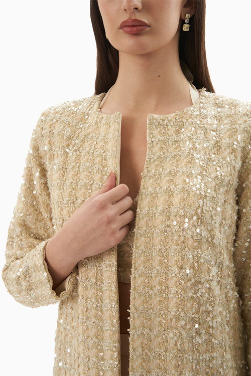Champagne Tweed Trench Set