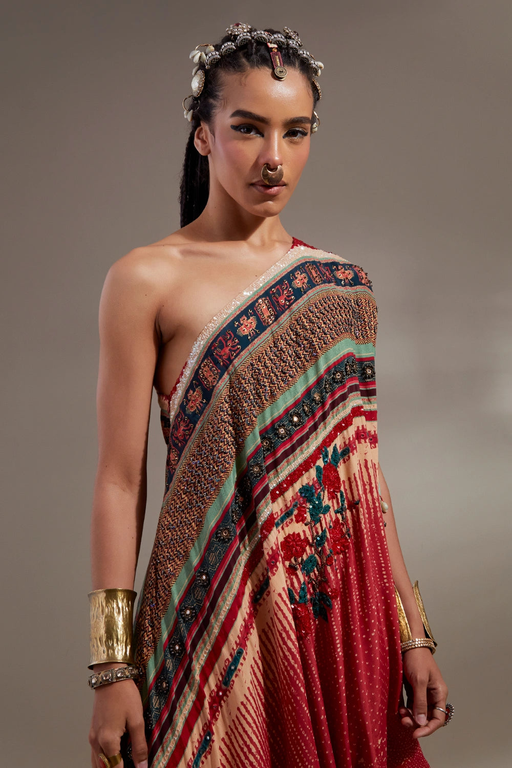Sindoor Anka Rasa One Shoulder Dress