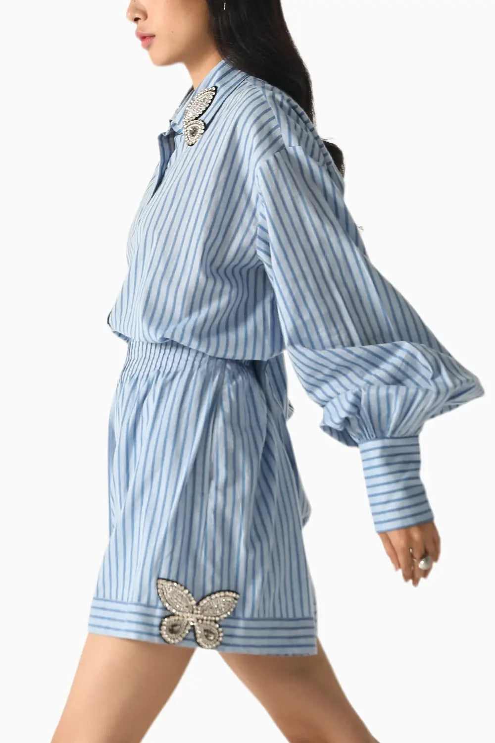 Daphne Blue-Stripes Co-ord Set