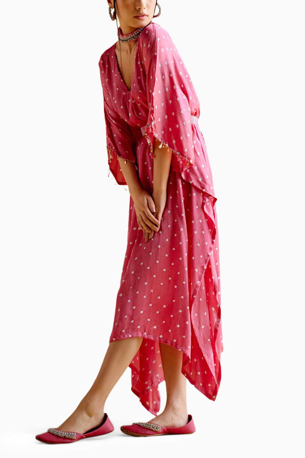 Annika Pink Bandhini Kaftan