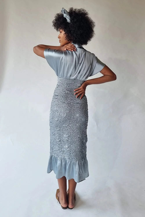 Sky Blue Winged Sleeves Dress