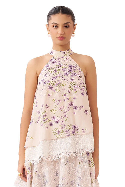 Inflorescence Printed Lavender Top