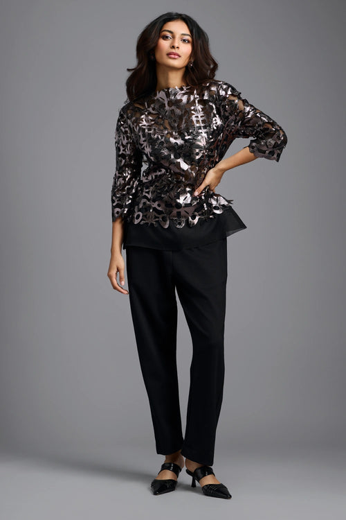 Metallic Cutwork Evening Co-ord Set