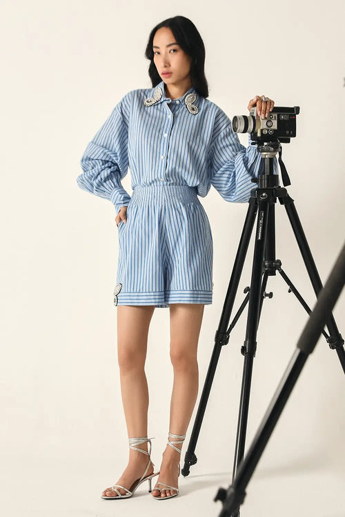 Daphne Blue-Stripes Co-ord Set