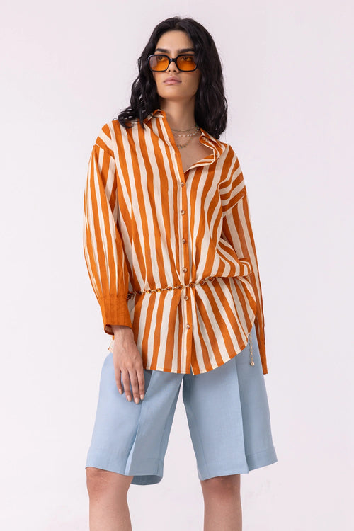Tori Rust Striped Shirt