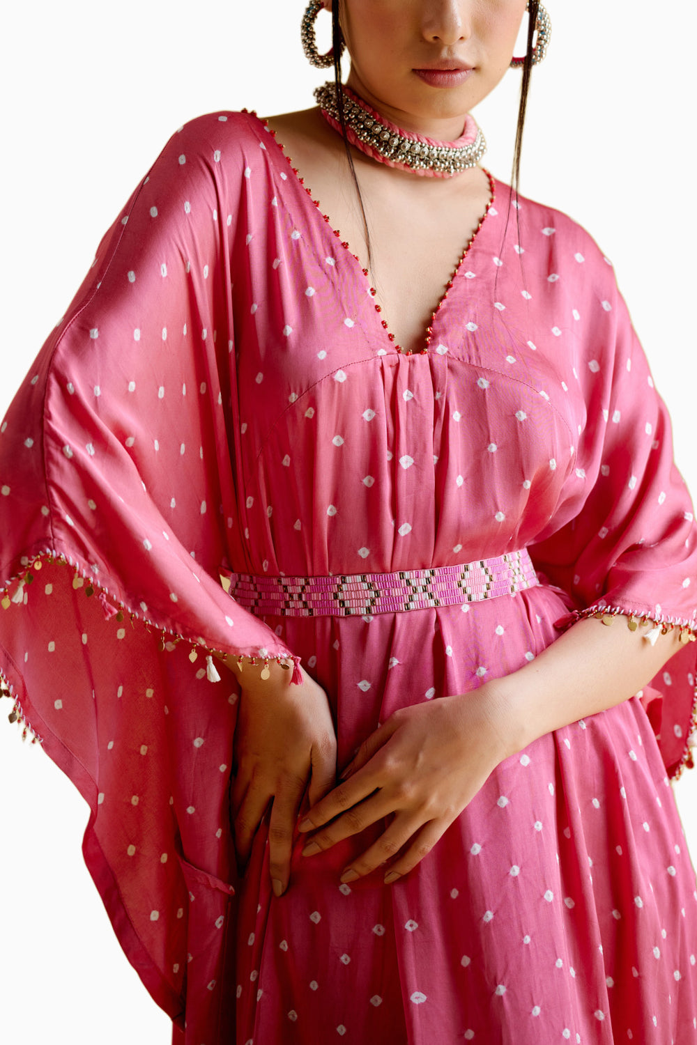 Annika Pink Bandhini Kaftan