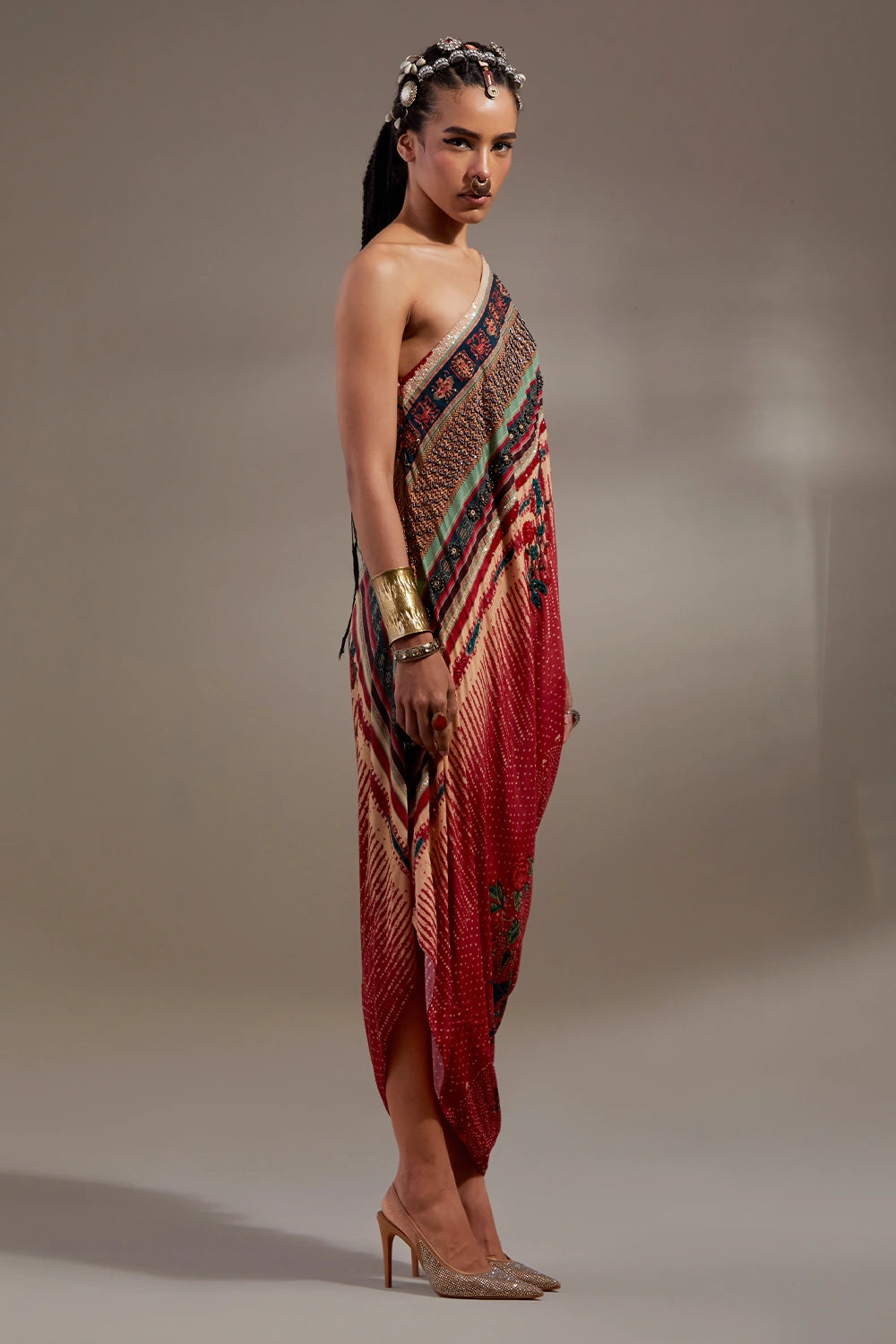 Sindoor Anka Rasa One Shoulder Dress