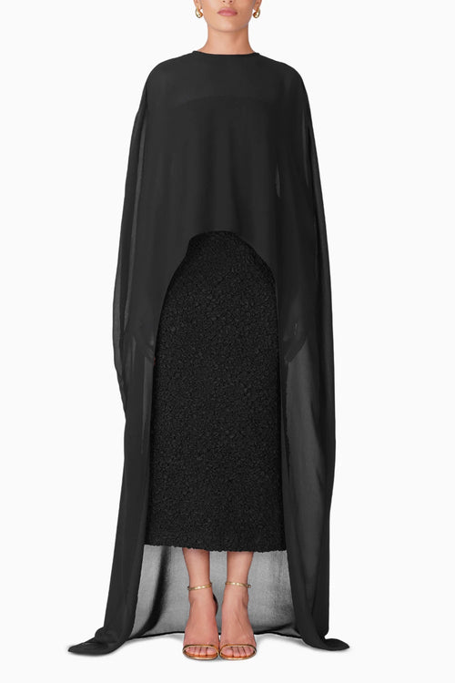 Black Saga Dress With Cape