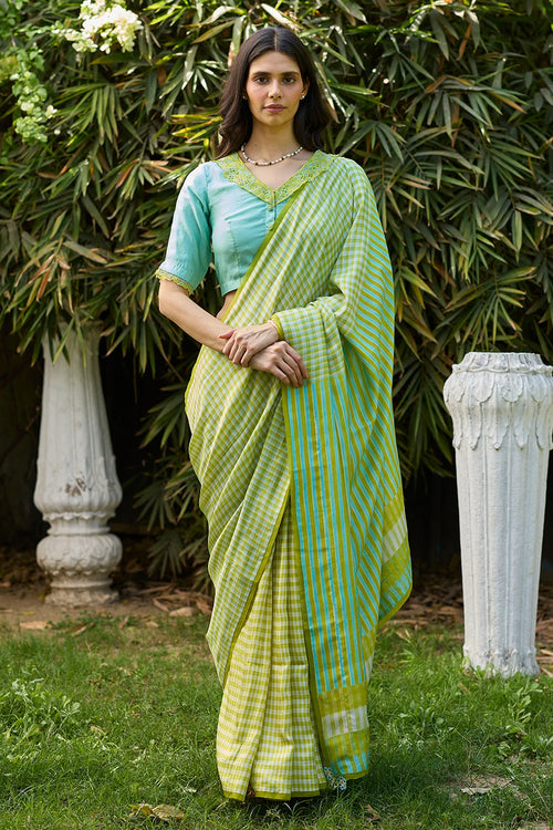 Crossroads Lime Saree With Blouse