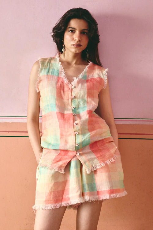 Mysa Fringe Check Top