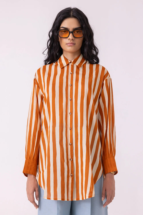 Tori Rust Striped Shirt