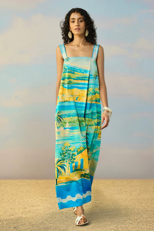 Scenic Print Maxi Dress