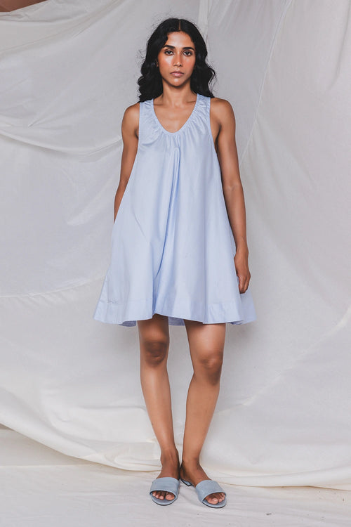Flora Blue Short Dress