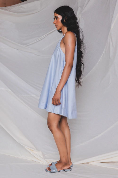 Flora Blue Short Dress