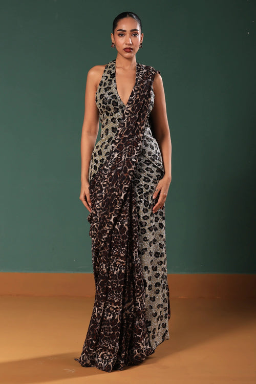 Black and Gold Leopard Spot Emb Top