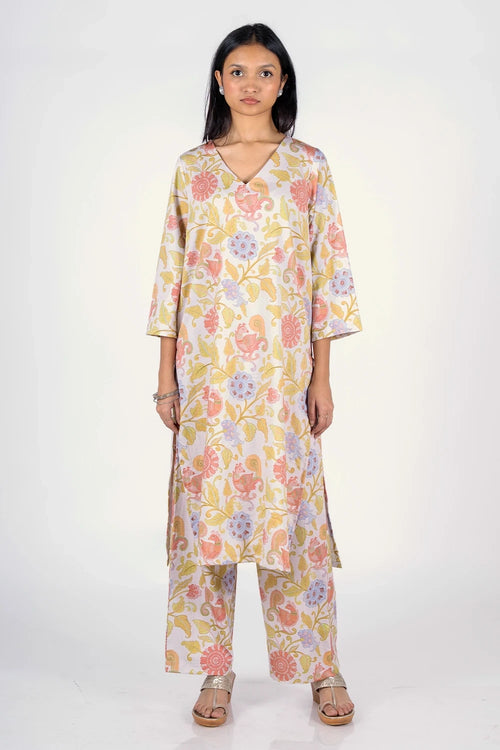 Kalamkari Mor Kurta Set
