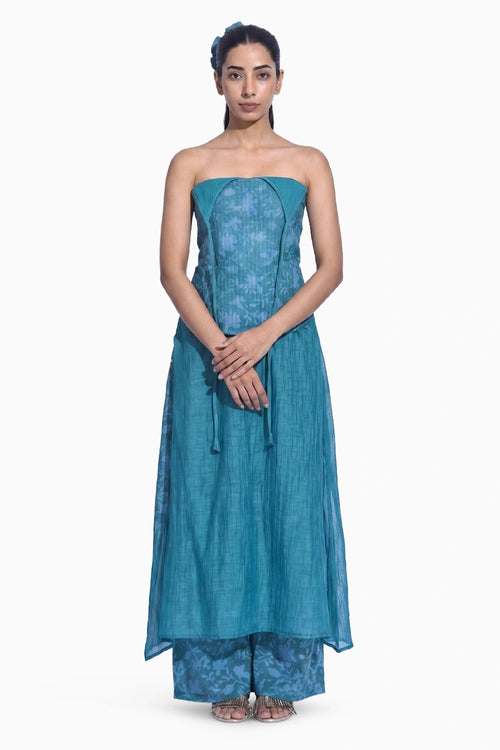 Blue Hana Halter Corset Set