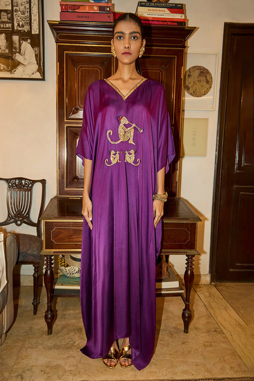 Frolicking Monkeys Purple Kaftan