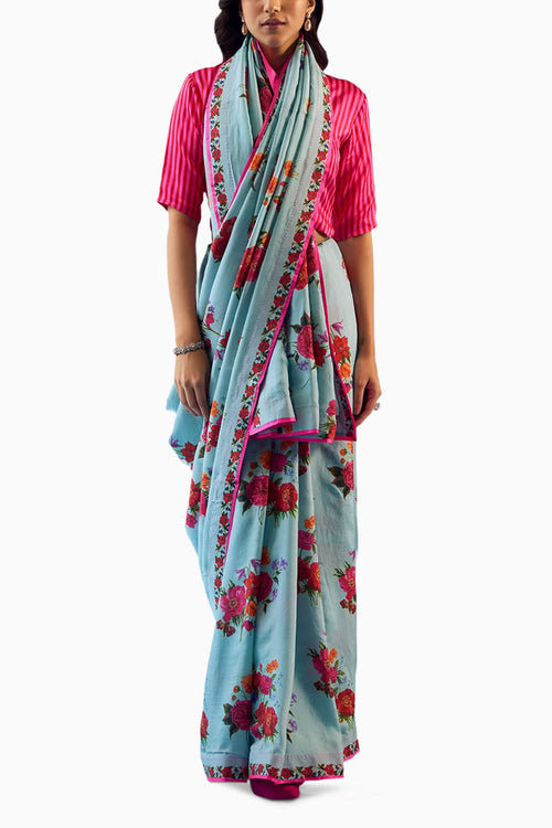Eternal Love Ice Blue Saree