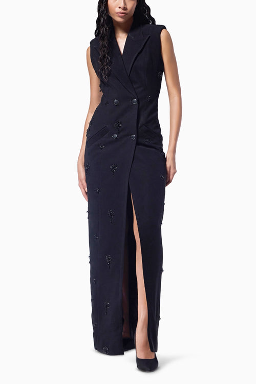 Midnight Embellished Coat Dress